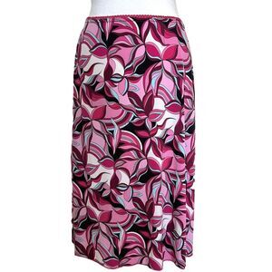 Y2K Patterned Skirt Size M Pink 2000s Vintage Floral Print
